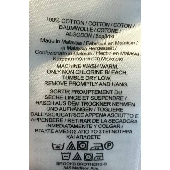 Brooks Brothers Shirt 17.5 4/5 White Plaid Button Long Sleeve Slim Fit Mens - Picture 5 of 5